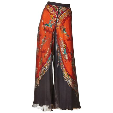 hermes silk belted pants.